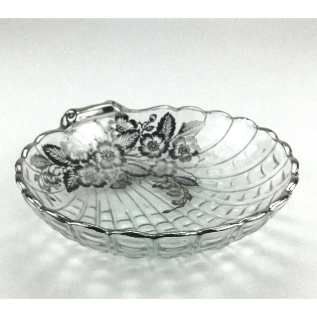 Art Nouveau Silver Etched Glass Scallop Trinket Dish For Sale - Image 3 of 9