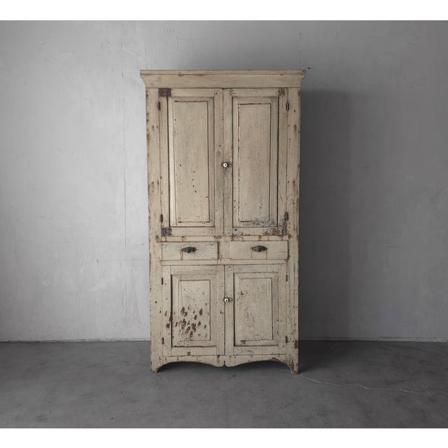 Farmhouse Antique European Wabi Sabi Pantry Cabinet For Sale - Image 3 of 10
