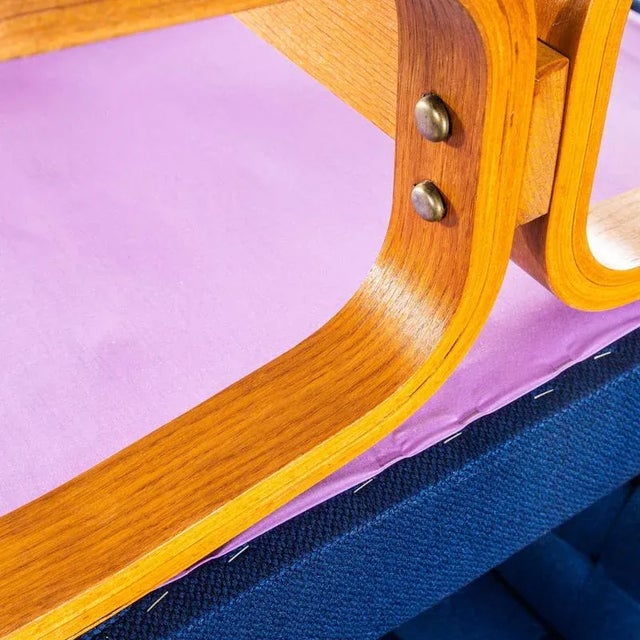 Blue Chair in Beech from Drevopodnik Holesov, 1970s For Sale - Image 10 of 11