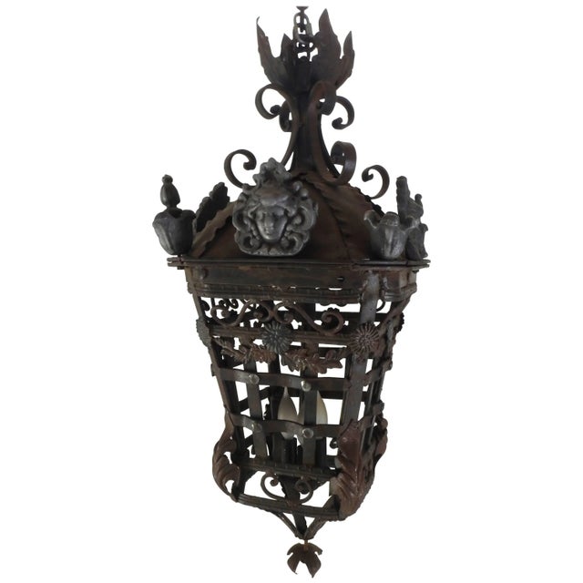 20th Century Spanish Cast Iron Light Fixture For Sale - Image 10 of 10