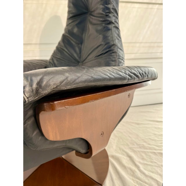 Black 1970's Westnofa Norwegian Modern Reclining Lounge Chair and Ottoman For Sale - Image 8 of 18