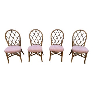 Late 20th Century Set of Four Vintage Bamboo Dining Chairs For Sale