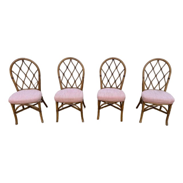 Late 20th Century Set of Four Vintage Bamboo Dining Chairs For Sale