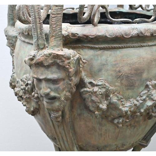 French Neoclassical Bronze Garden Urns, Set of 2 For Sale - Image 3 of 18