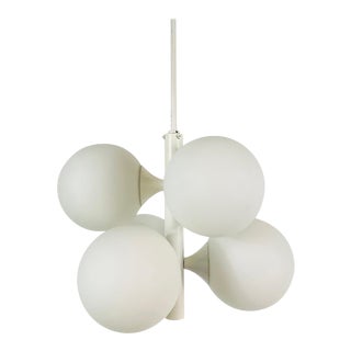 Kaiser Midcentury White 4-Arm Space Age Chandelier, 1960s, Germany For Sale