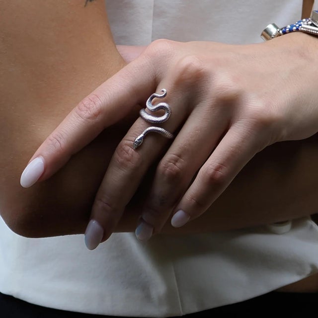 Cycle of Life Snake Sterling Silver l Ring is a stunning piece symbolizing rebirth and transformation. Crafted from...