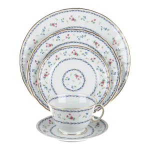 1980s Bernardaud Limoges Artois Blue Porcelain Dinnerware Set- 33 Pieces