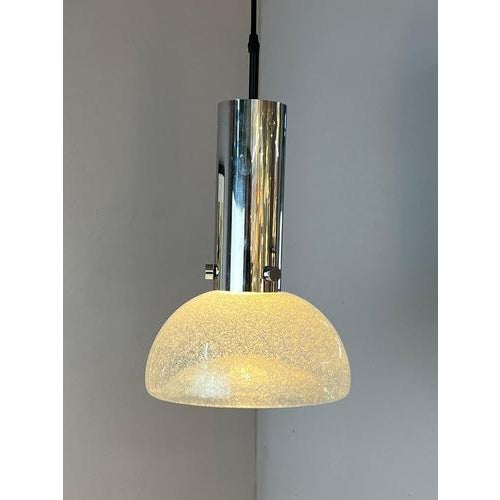 Chrome and Frosted Glass Pendant Lamp by Herbert Proft for Limburg For Sale - Image 5 of 11