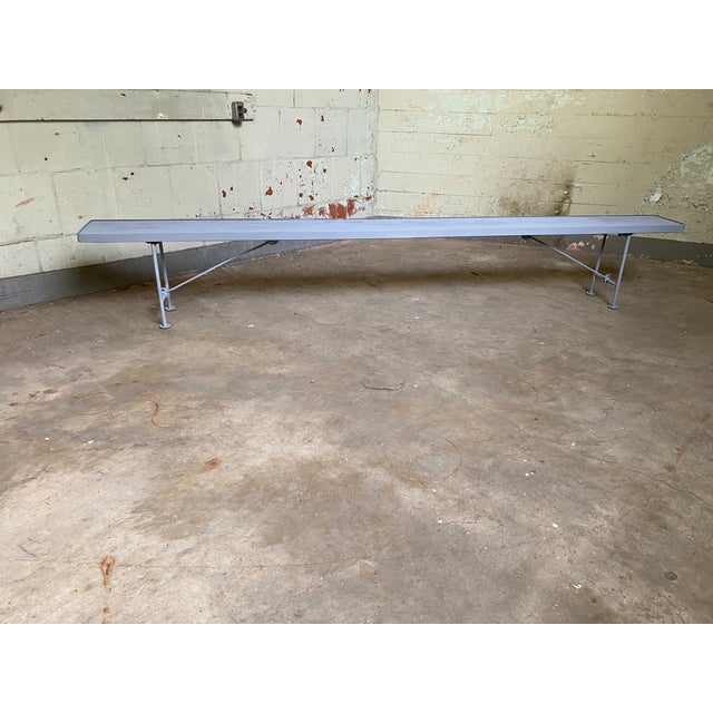 Industrial Vintage Wwii u.s. Navy Steel Bench For Sale - Image 3 of 13