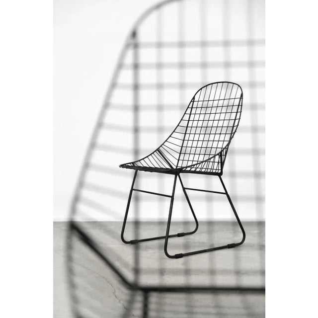 Scandinavian Mid-Century Modern Minimalist Black Wire Prototype Chair, 1960s, Set of 5 For Sale - Image 12 of 18
