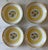 Vintage set of 4 bowls in the Somerset pattern by Georges Briard featuring a vibrant yellow inner band on the rim and a...