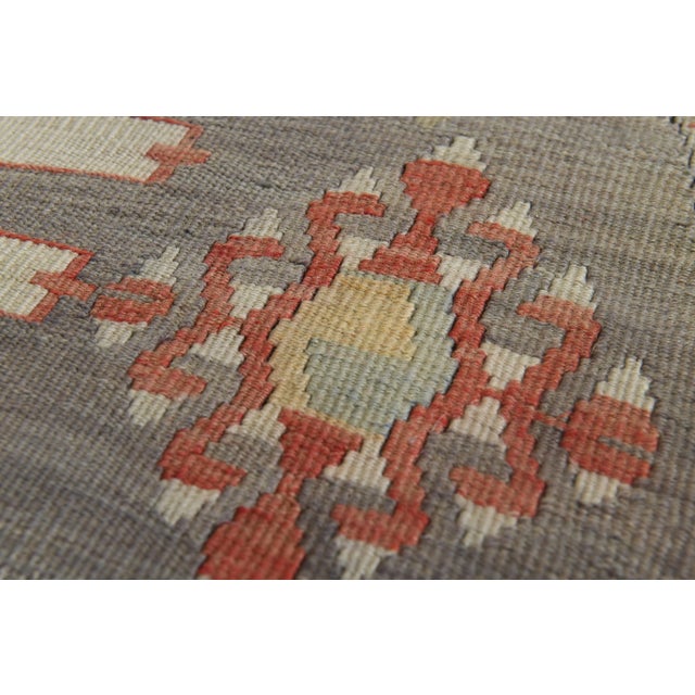 Boho Chic 1970s Vintage Turkish Handmade Wool Cotton Brown Kilim Rug For Sale - Image 3 of 11