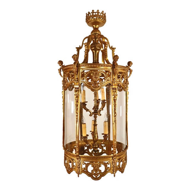 Late 19th Century French Louis XVI Style Gilt Bronze Lantern For Sale