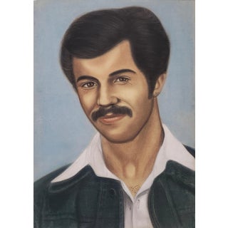 Pastel Portrait of the Artist Mohammad Hourian as a Young Man C.1970s For Sale