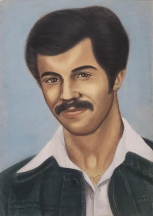 Pastel Portrait of the Artist Mohammad Hourian as a Young Man C.1970s