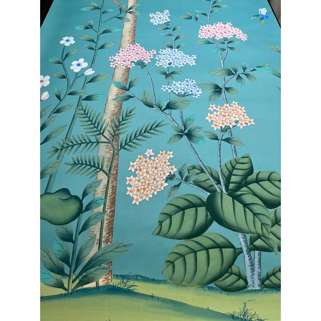 Chinoiserie Tropical Chinoiserie Mural Hand Painted Wallpapers - 5 Panels For Sale - Image 3 of 4
