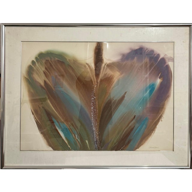 Plastic Lamar Briggs, Modernist Abstract Expressionist Color Field Watercolor Painting Lamar Briggs, c.1980s For Sale - Image 7 of 8