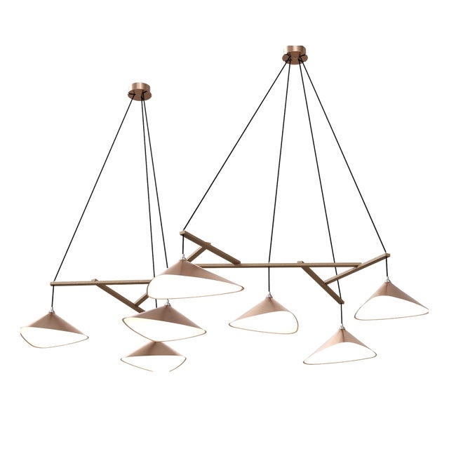 Emily Group of Seven Pendant Light in Copper Semi-Matte by Daniel Becker for Moss Objects For Sale