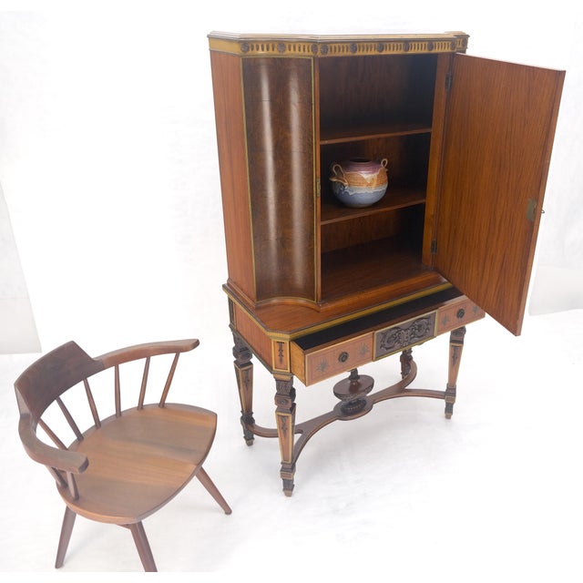 Adams Style Hand Painted Decorated Satinwood Cabinet Large Stretcher Finial MINT For Sale - Image 16 of 16