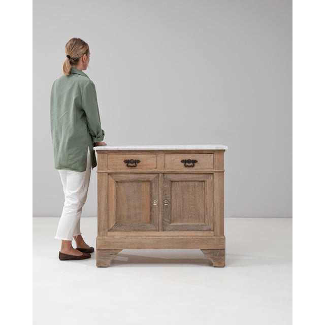 1900s French Louis Philippe Oak Buffet With Marble Top For Sale - Image 18 of 18