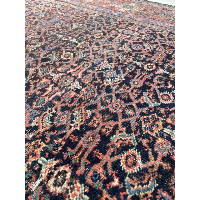 Textile 1900-1915's Antique Carpet with Moody Deep Colors 10 X 13 For Sale - Image 7 of 13