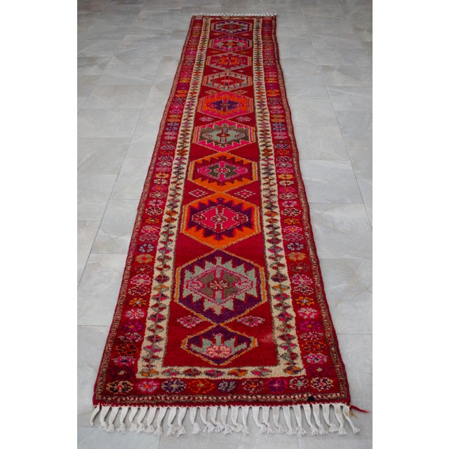 Textile 1970s Hand Knotted Kurdish Runner For Sale - Image 7 of 16