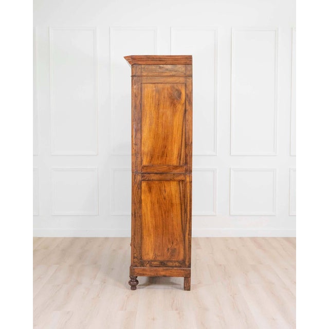 Italian 19th Century Louis Philippe Walnut Wardrobe Cabinet For Sale - Image 4 of 8