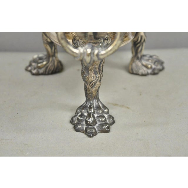 Early 20th Century Antique English Regency Silver Plated Converted Oil Lamp Lion Mounted Table Lamp For Sale - Image 5 of 13