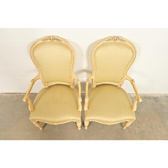 1960s Karges French Regency Louis XVI Cream Lacquered Armchairs, Pair For Sale - Image 5 of 14