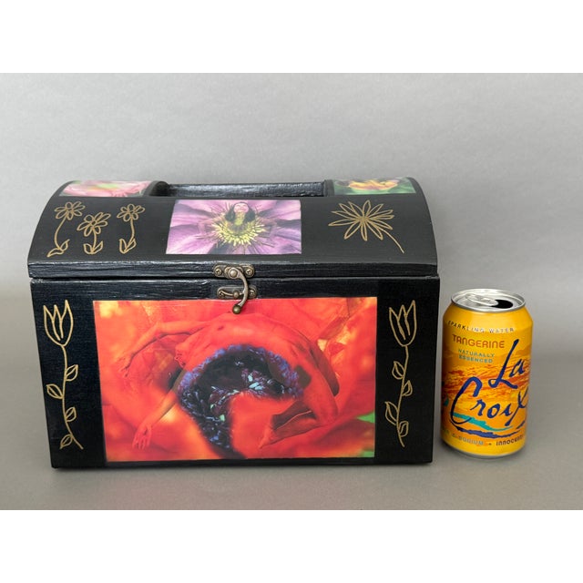 Red Artisan One of a Kind Flower Bodies Decorative Art Box For Sale - Image 8 of 9