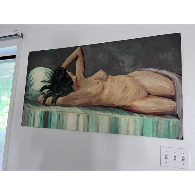 Mid-Century Modern Large Mid-Century Modern Reclining Nude Oil Painting, Circa 1950s For Sale - Image 3 of 12