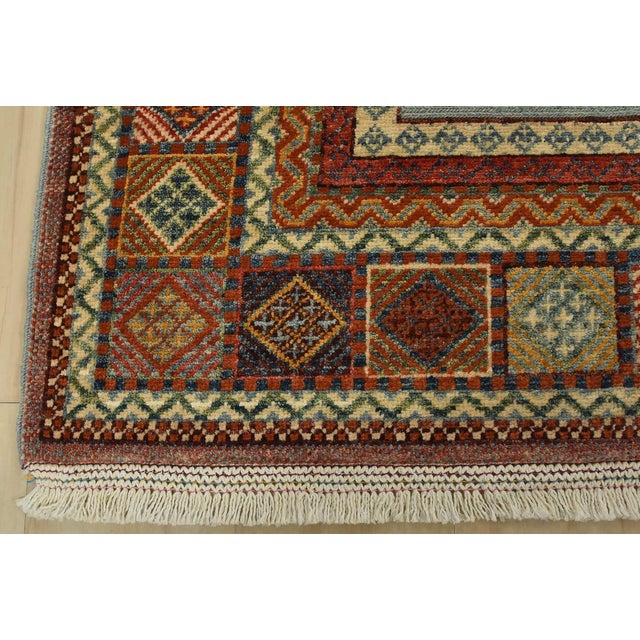 Barjasta Rug 6’9” X 9’10” Blue Wool Tribal Hand-Knotted Oriental Carpet For Sale - Image 10 of 12