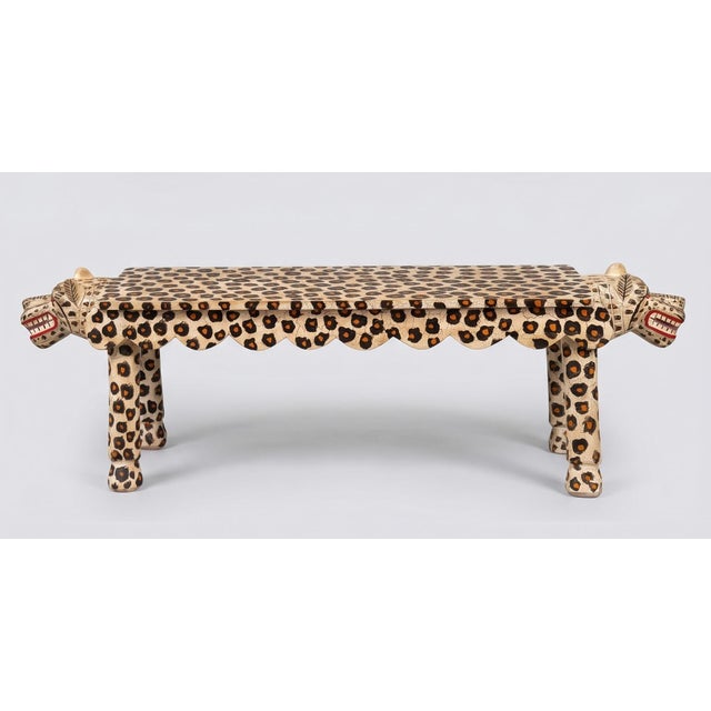 1990s 1990s Hand Carved Wooden Leopard Console Table: Tribal Folk Art Deco For Sale - Image 5 of 7