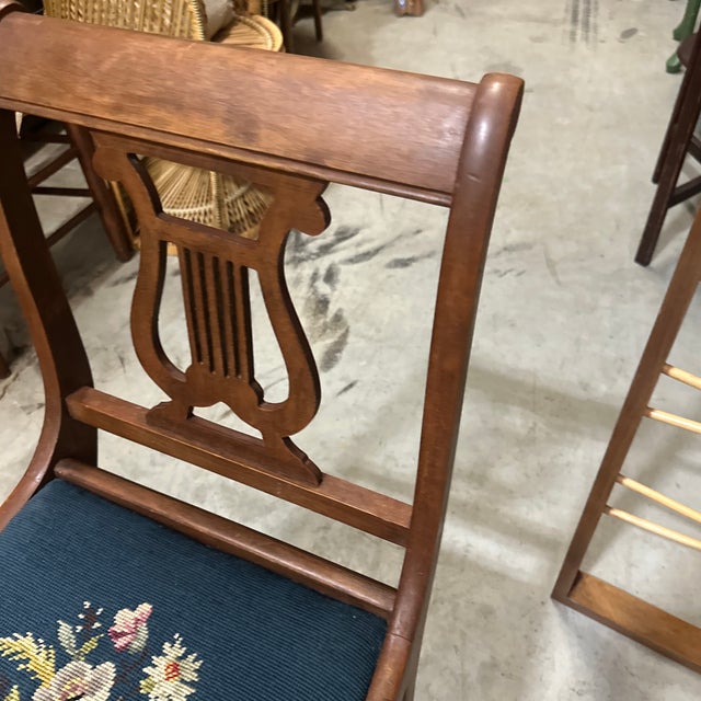 1970s Wooden Mid Century Modern Carved Needlepoint Chair For Sale In Atlanta - Image 6 of 7