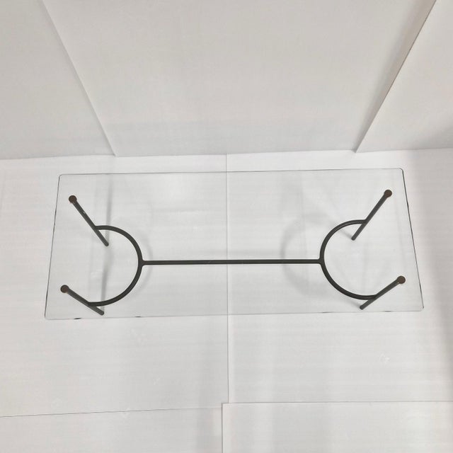 Vintage Coffee Table in Black Lacquered Steel and Glass from Pierre Guariche, 1950s For Sale - Image 6 of 10