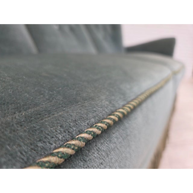 1970s Three-Seater Danish Sofa in Green Furniture Velour, 1960s For Sale - Image 5 of 18