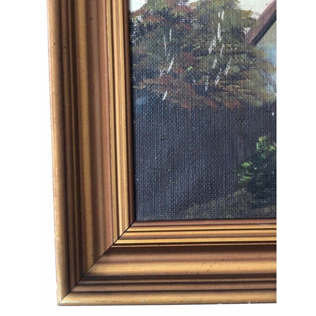 1960s Vintage Original Cottage Oil Painting: Countryside Landscape Art For Sale - Image 5 of 12