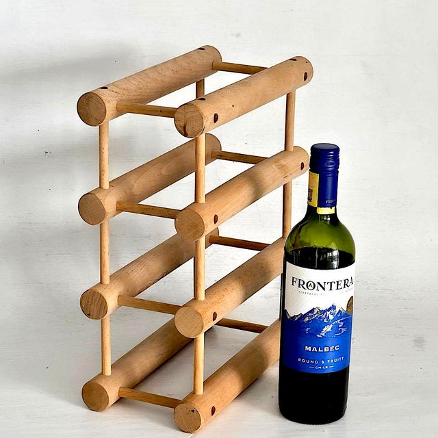 Tan Mid 20th Century Richard Nissen Beechwood Wine Rack For Sale - Image 8 of 10
