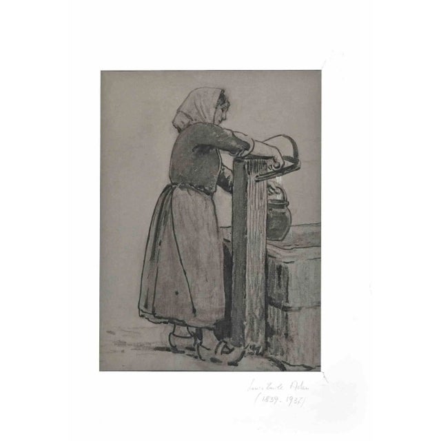 Woman is an original drawing in ink realized in the early 20th Century by Louis Emile Adan (1839-1937). Good Conditions....