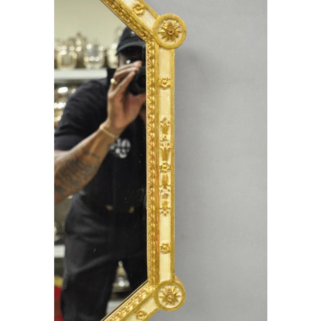 Gold Vintage Italian Neoclassical Style Cream & Gold Gilt Carved Wood Wall Mirror For Sale - Image 8 of 16