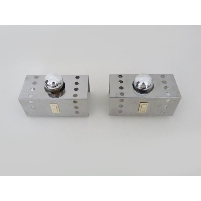 1970s Vintage Space Age Wall Sconces in Chrome and Stainless Steel, 1970s, Set of 2 For Sale - Image 5 of 11