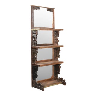 1950s Vintage Carved Corbels Repurposed Rustic 79 In. Tall Display Case For Sale