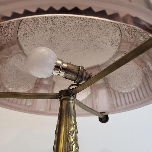 Art Deco Table Lamp in Bronze and Bent Glass from Muller Fréres, Luneville, France, 1930s For Sale - Image 15 of 18