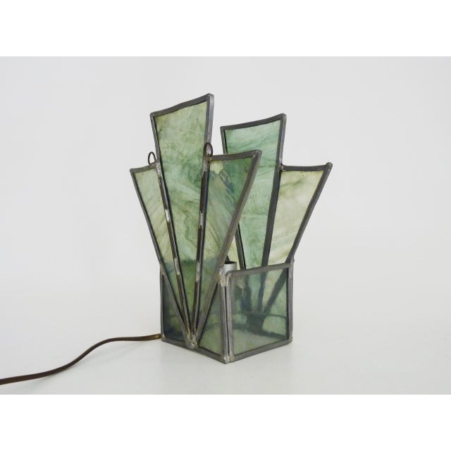 Art Deco Stained Glass Wall Sconce, 1930s For Sale - Image 4 of 11
