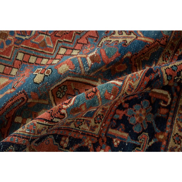 1920s Antique Persian Heriz Medallion Wool Carpet For Sale - Image 9 of 13