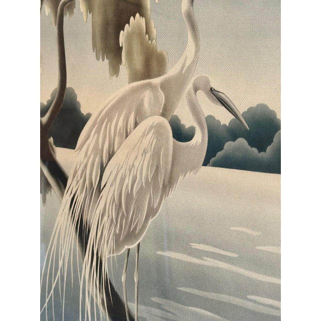 Pair Mid Century Flamingo & Egrets Prints by Turner in Mirror Frames For Sale In Palm Springs - Image 6 of 12