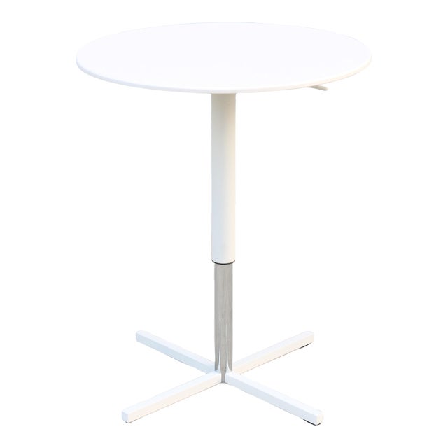 Modern Davis Furniture Height Adjustable White Round Occasional Side Table, New For Sale