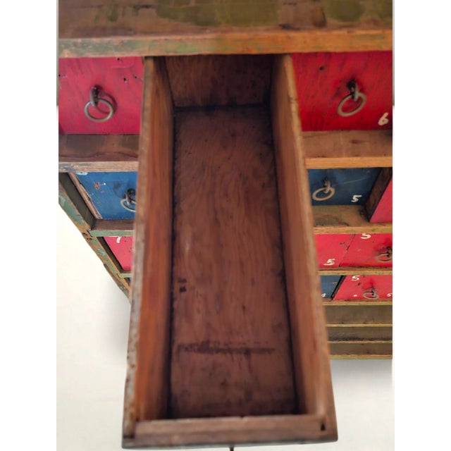 Mid 20th Century Vintage 46 Drawer Hardware Parts Cabinet in Original Paint For Sale - Image 5 of 7