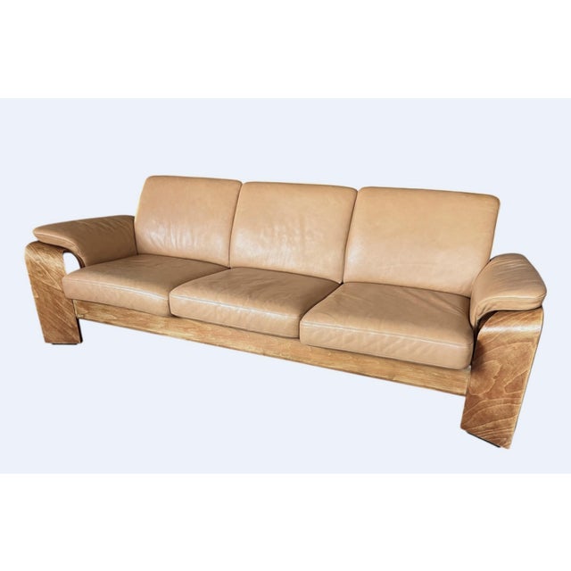 Discover the refined luxury of Scandinavian design with this vintage Ekornes Stressless Pegasus reclining sofa, a rare and...