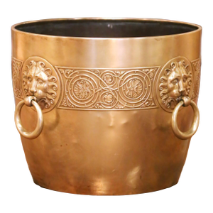 19th Century French Bronze Jardinière Cache Pot With Lion Ring Handles